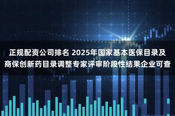 正规配资公司排名 2025年国家基本医保目录及商保创新药目录调整专家评审阶段性结果企业可查